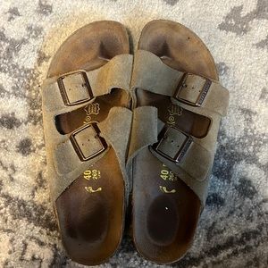 Suede Leather Taupe Birkenstocks